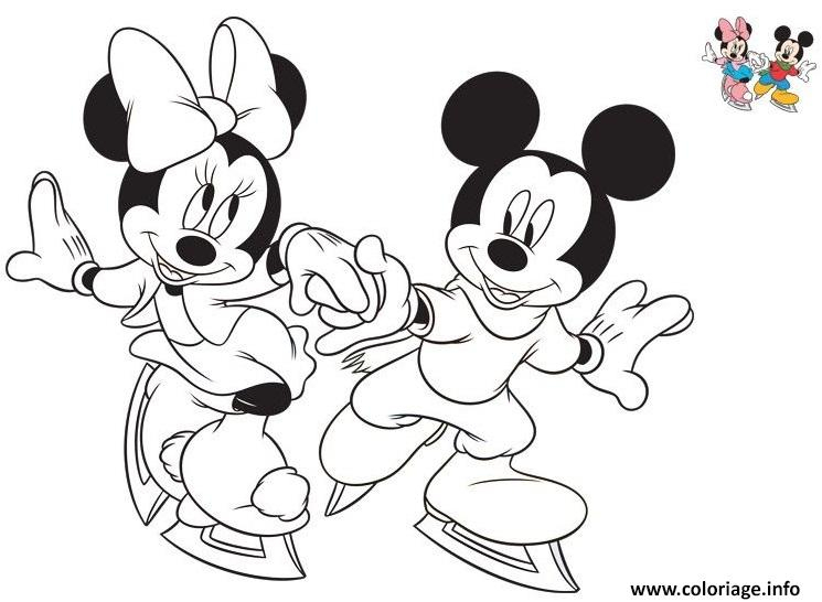 Coloriage Mickey Et Minnie Patinent Pour Noel - Jecolorie serapportantà Coloriage Mickey Et Minnie