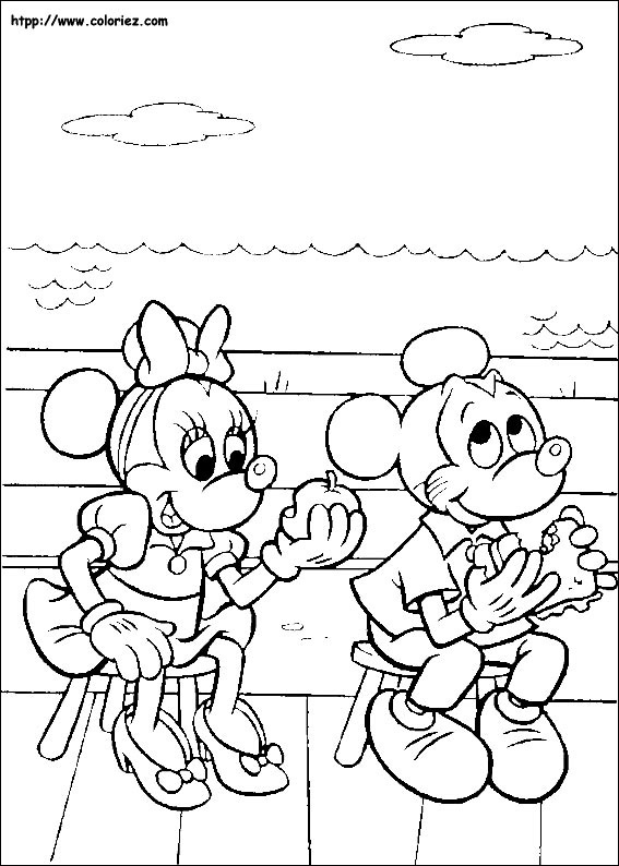 Coloriage - Mickey Et Minnie Pique-Niquent intérieur Coloriage Mickey Et Minnie