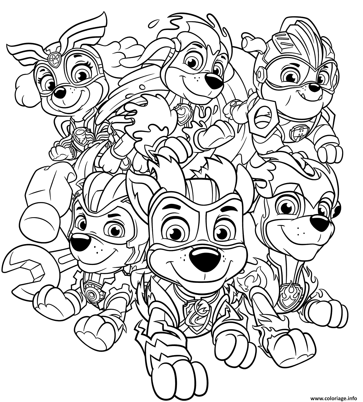 Coloriage Mighty Pups Charged Up Dessin Pat Patrouille La Super tout Coloriage Marcus Super Patrouille