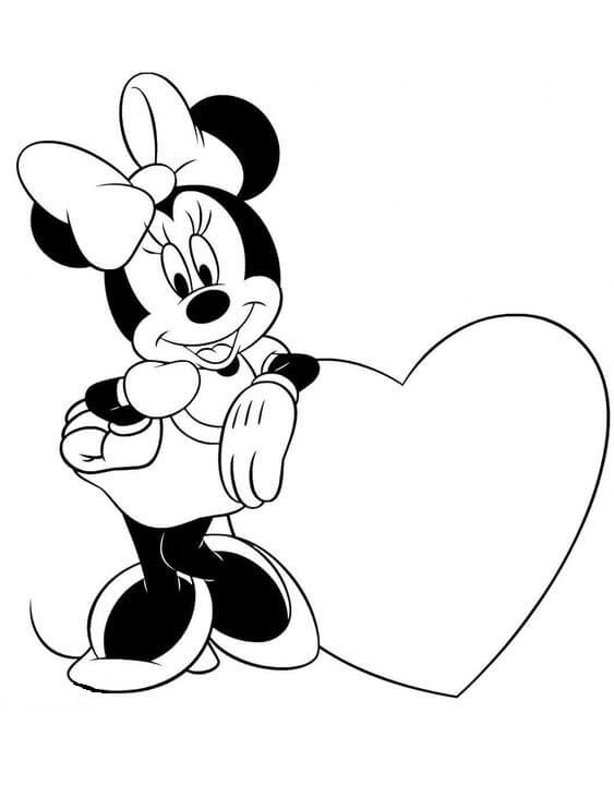 Coloriage Minnie Mouse Avec Coeur - Télécharger Et Imprimer Gratuit Sur dedans Coloriage À Imprimer Minnie