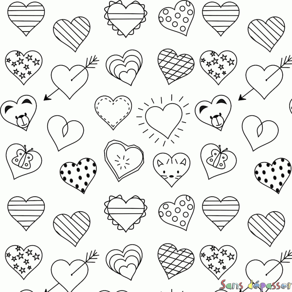 Coloriage Petits Coeurs - Sans Dépasser pour Coeur À Imprimer Et Colorier