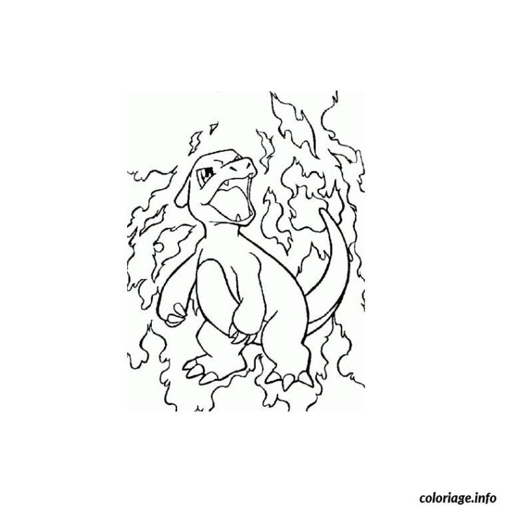 Coloriage Pokemon Dracaufeu En Feu - Jecolorie à Coloriage Dracaufeu À Imprimer