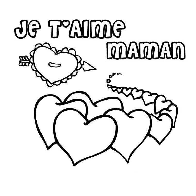 Coloriage Pour Ma Maman Que Jaime à Dessin Je T Aime Maman