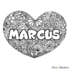 Coloriage Prénom Marcus - Décor Mandala Coeur - Sans Dépasser destiné Marcus Coloriage