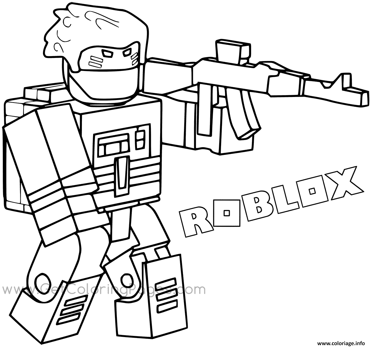 Coloriage Roblox Bandit With Weapon And Backpac - Jecolorie destiné Coloriage De Roblox