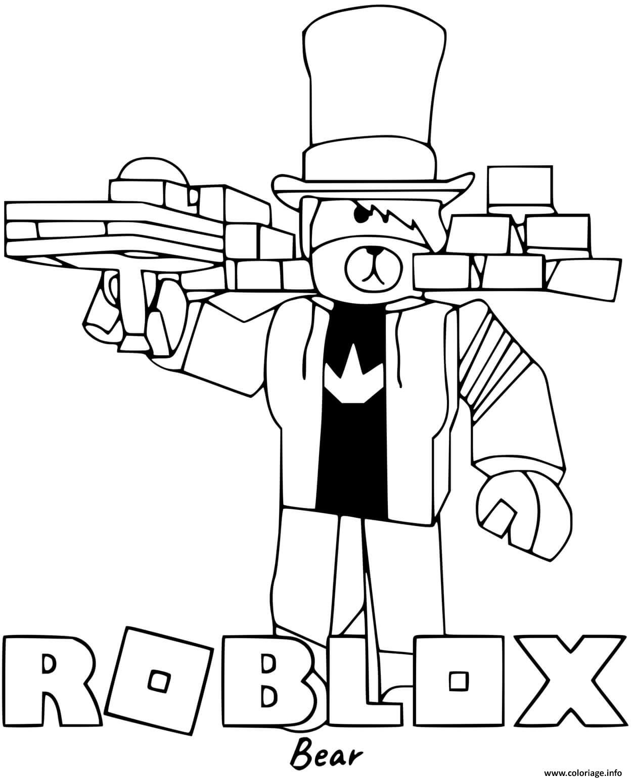 Coloriage Roblox Bear - Jecolorie à Dessins Roblox A Imprimer