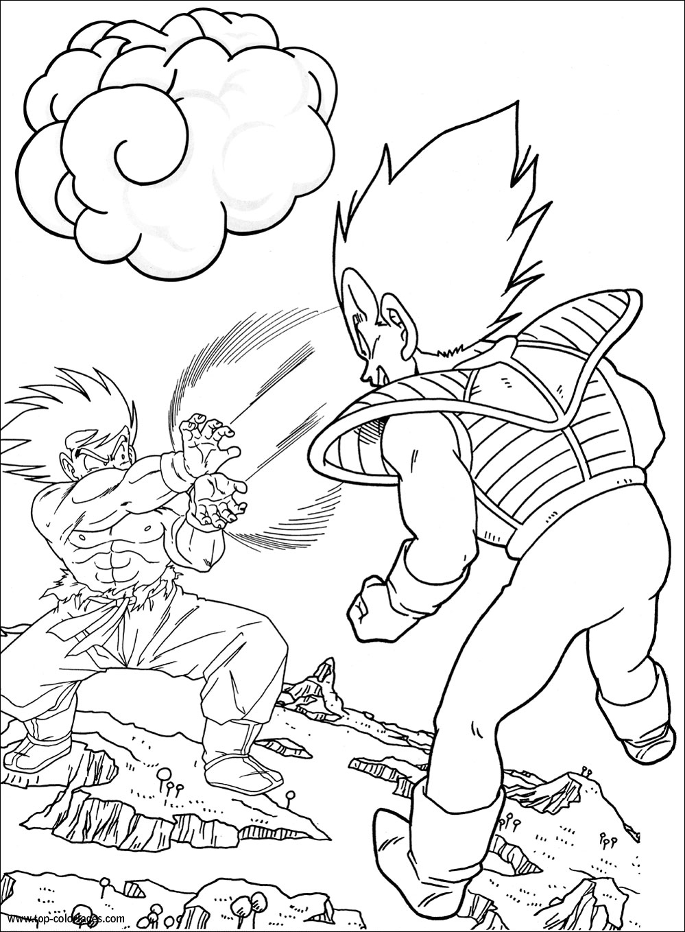 Coloriage Sangoku Et Vegeta avec Dessin Sangoku À Imprimer