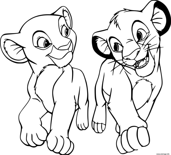 Coloriage Simba Et Nala Dans Le Roi Lion 2 - Jecolorie concernant Dessin Simba Bebe