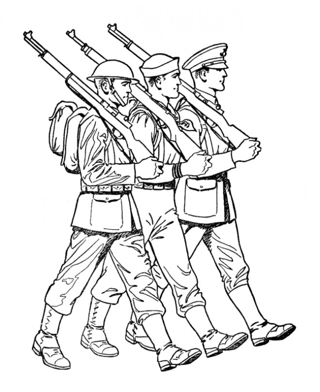 Coloriage Soldat Marche Dessin Gratuit À Imprimer destiné Coloriage Militaire À Imprimer