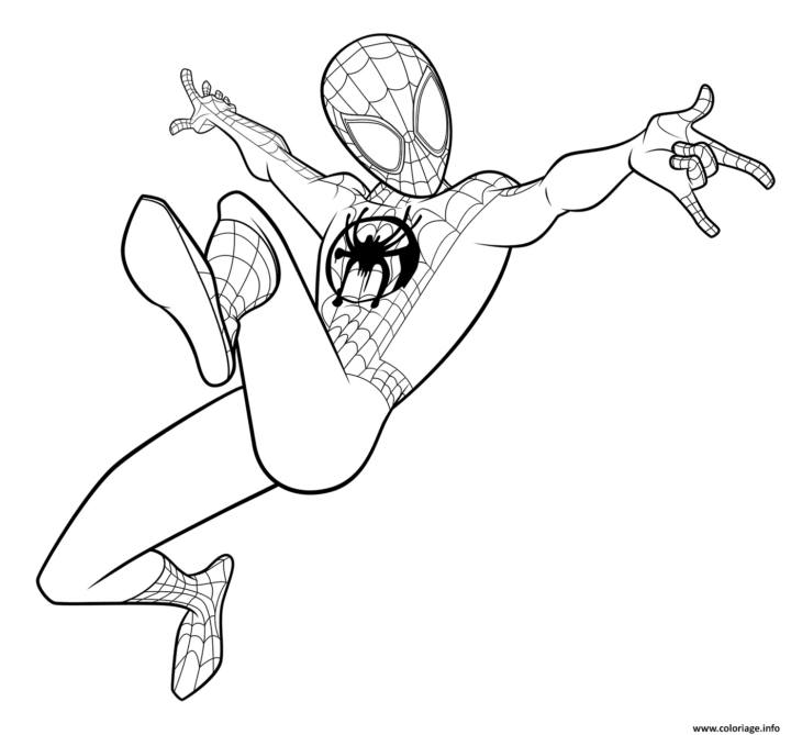 Coloriage Spider Man Coloring Miles Morales - Jecolorie serapportantà Spiderman A Imprimer