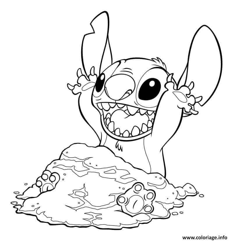 Coloriage Stitch Joue Avec Le Sable Dessin Stitch À Imprimer avec Stitch A Imprimer