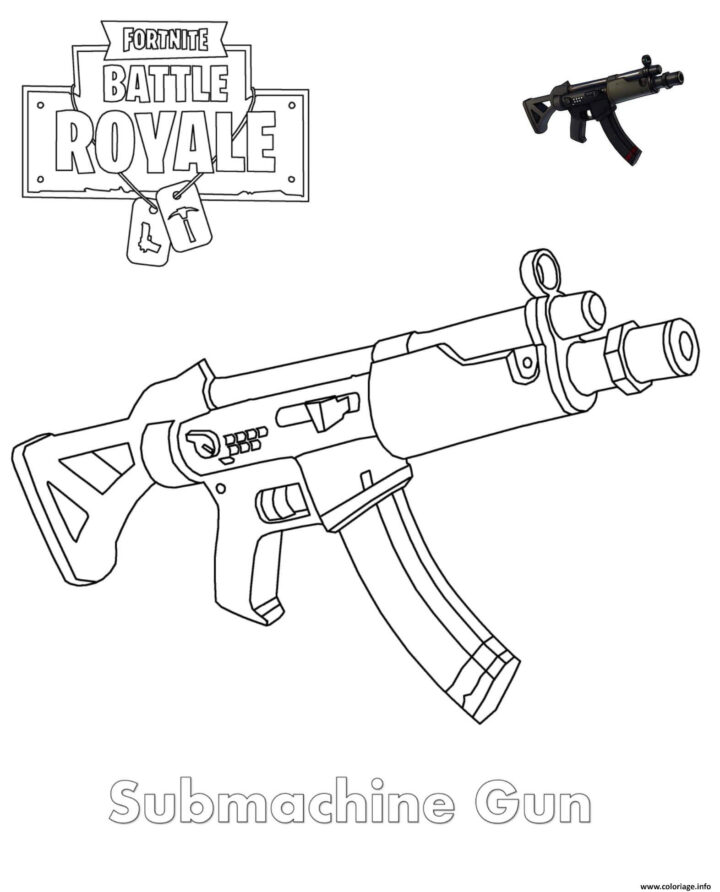 Coloriage Submachine Gun Fortnite Dessin Fortnite À Imprimer concernant Coloriages Fortnite