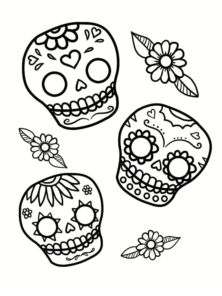 Coloriage Tête De Mort Mexicaine : 20 Dessins À Imprimer | Coloriage avec Tête De Mort Dessin À Imprimer