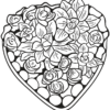 Coloriage Un Jolie Coeur Fait De Fleurs Et Roses - Jecolorie intérieur Coloriage Coeur À Imprimer
