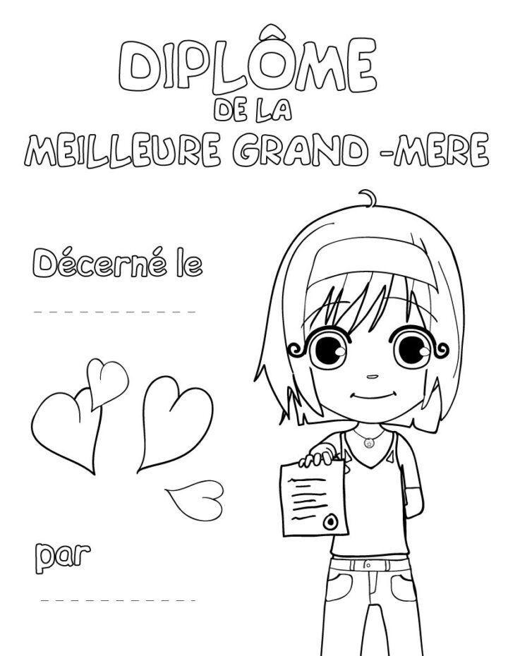 Coloriages Coloriage De La Meilleure Des Grands-Mères (Diplôme Fille dedans Coloriage Fête Des Grands-Mères Gratuit À Imprimer