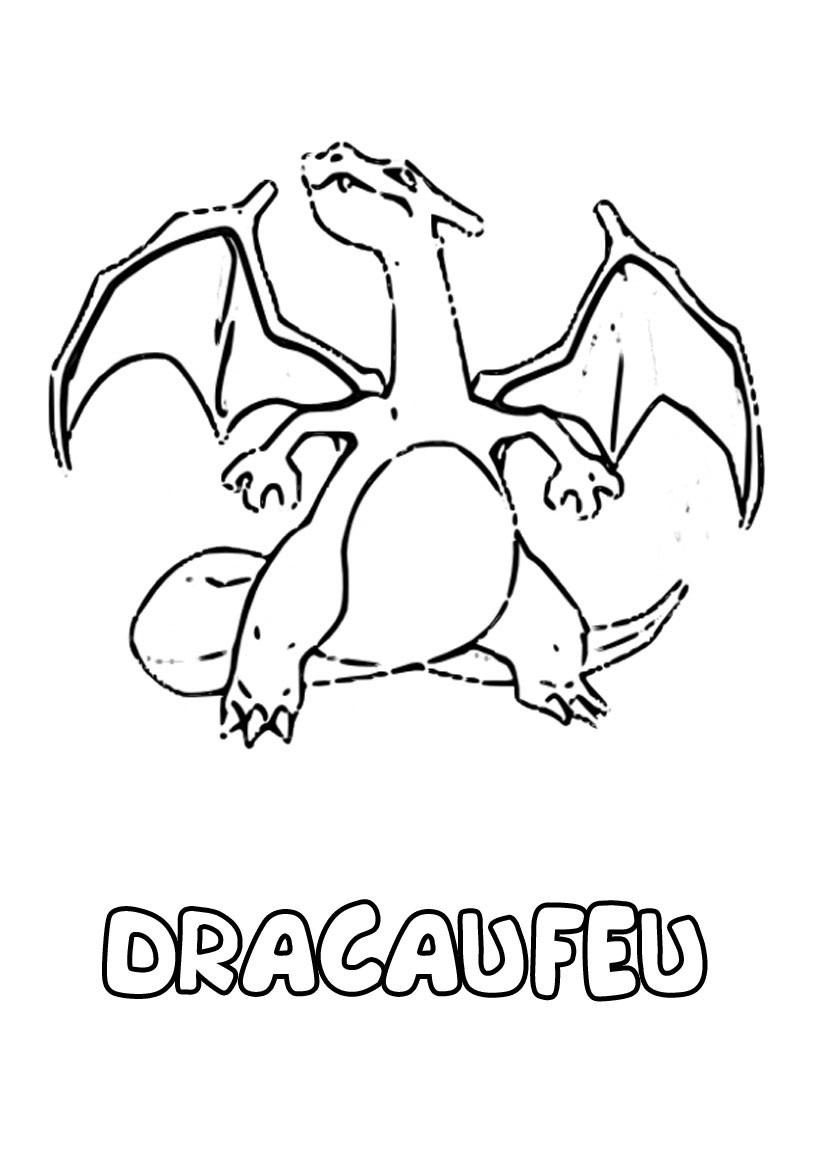 Coloriages Dracaufeu - Fr.hellokids avec Dessin Pokemon Dracofeu