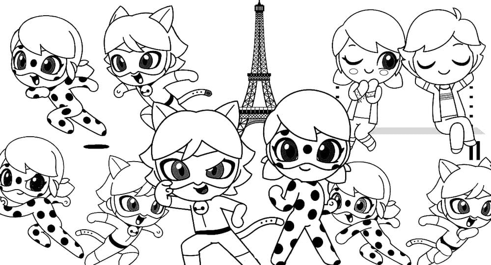 Coloriages Ladybug Et Chat Noir. La Meilleure Collection. Imprimer A4 concernant Dessins Miraculous À Imprimer