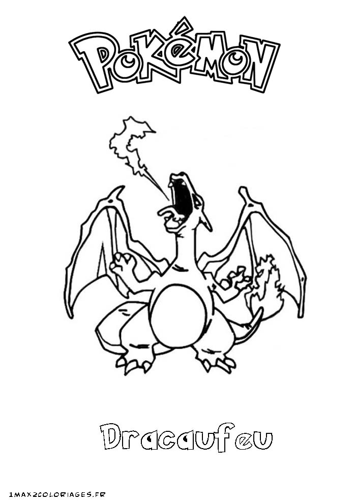 Coloriages Pokemon - Dracaufeu avec Dracofeu Dessin