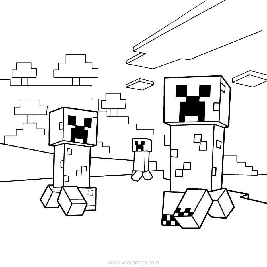 Creepers In Minecraft Coloring Pages - Xcolorings destiné Dessin Creeper Minecraft