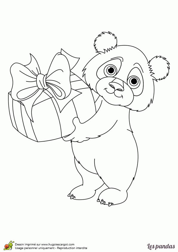 Dessin À Imprimer Et À Colorier D&amp;#039;Un Panda Qui Porte Un Cadeau concernant Panda À Imprimer Gratuit