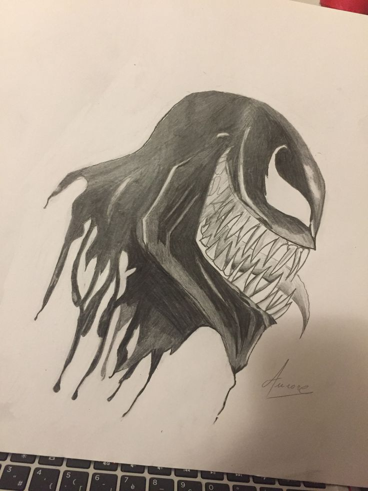#Dessin #Venom #Marvel #Crayon Anti Héros #Art #Arts #Black | Image serapportantà Dessin De Venom