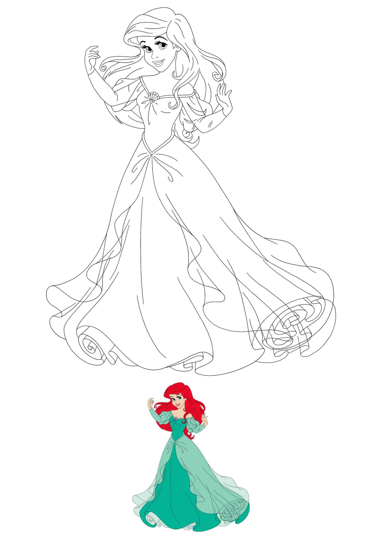 Disney Princess Ariel Coloring Pages - 2 Free Coloring Sheets (2021) serapportantà Ariel Dessin À Imprimer