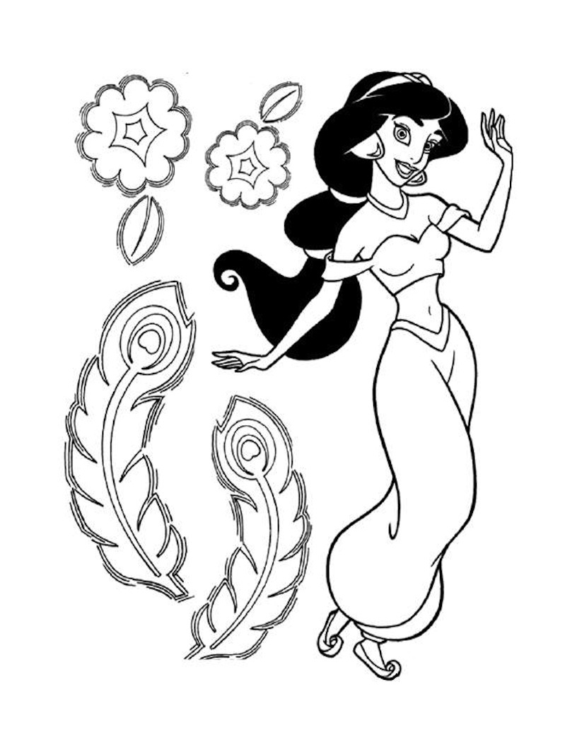 Jasmine Et Jolis Motifs - Coloriage Aladdin (Et Jasmine) Pour Enfants tout Coloriage Jasmine À Imprimer