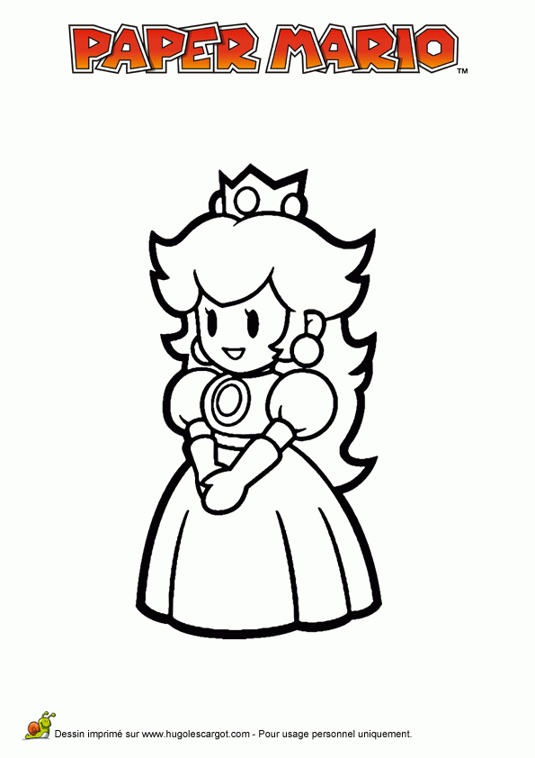 La Princesse Peach Du Jeu Vidéo Mario Paper Millenaire, À Colorier à Coloriage Mario Kart Peach
