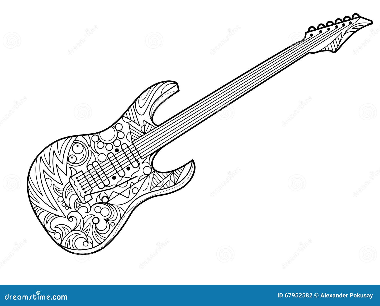 Livre De Coloriage De Guitare Électrique Pour Le Vecteur D&amp;#039;Adultes dedans Guitare À Colorier