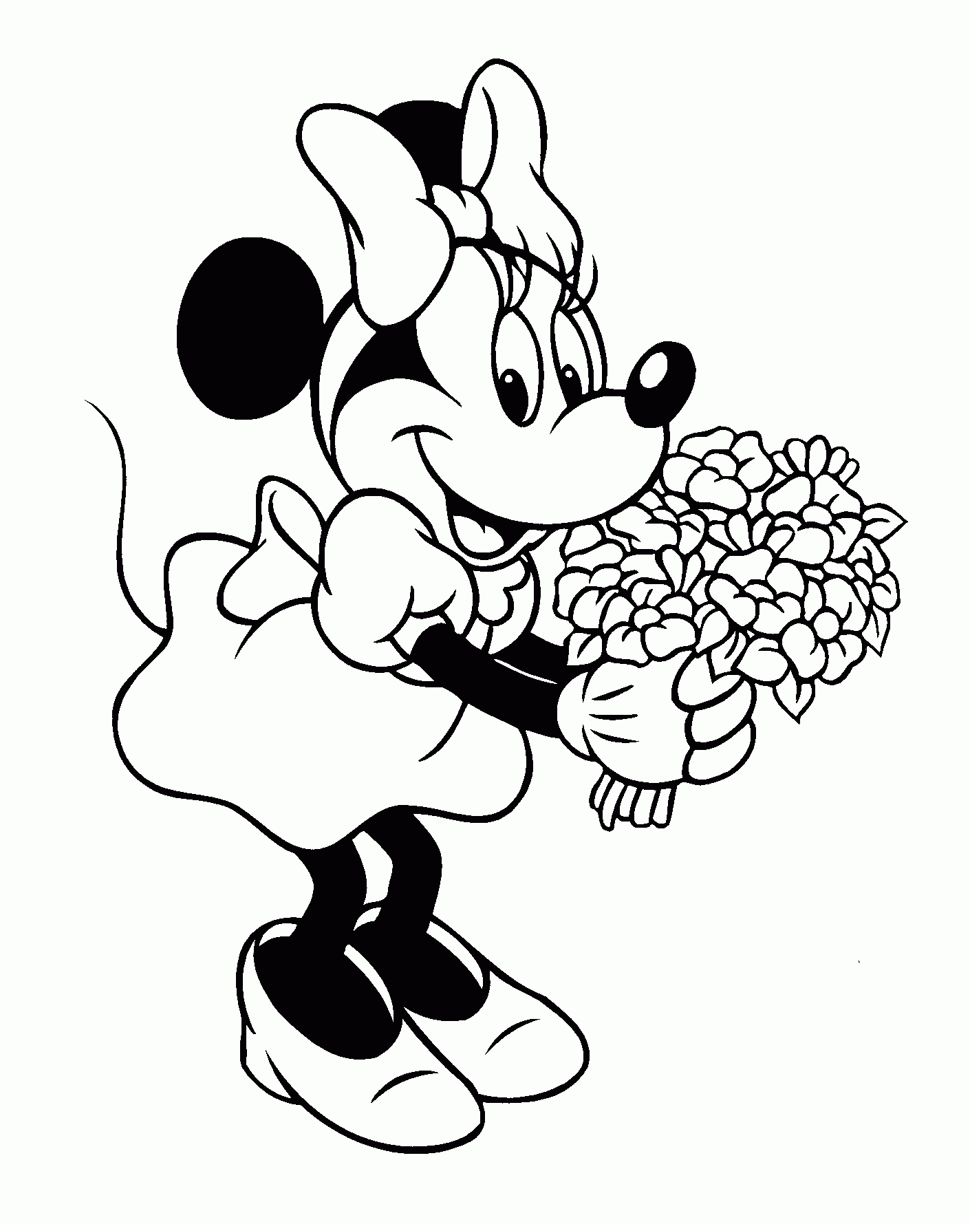 Minnie Et Des Fleurs - Coloriage Minnie Pour Enfants pour Dessin Disney A Imprimer