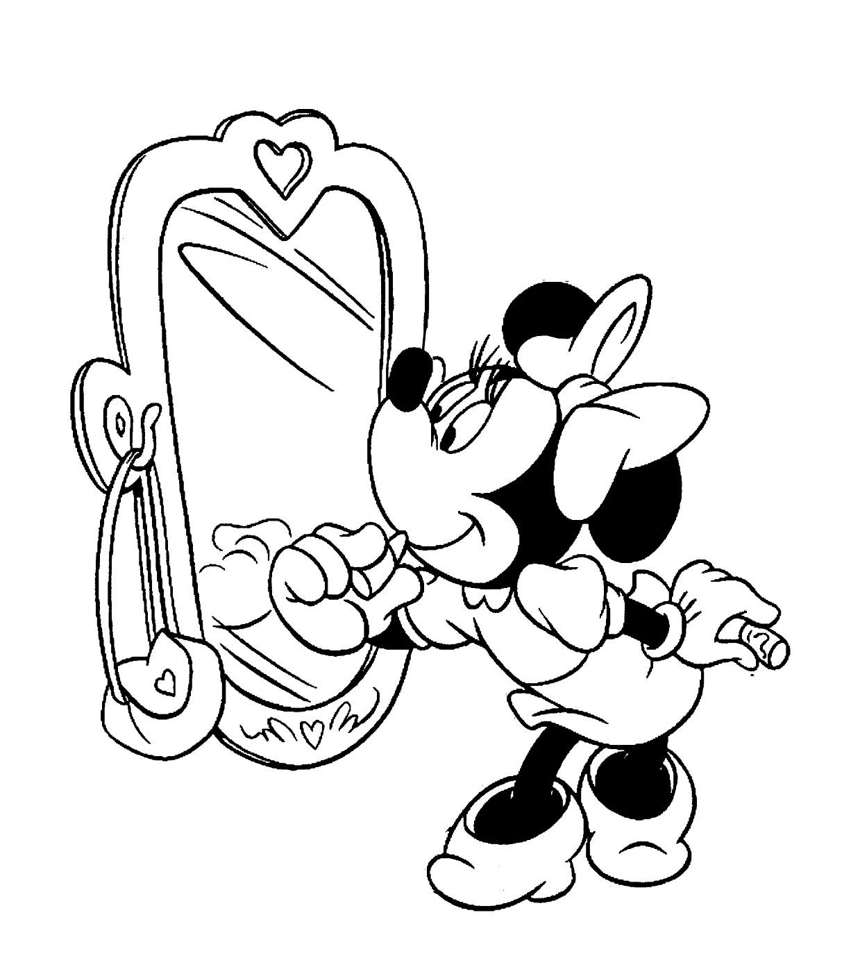 Minnie Se Regarde Dans Le Miroir - Coloriage Minnie Pour Enfants intérieur Minnie Mouse Coloriage