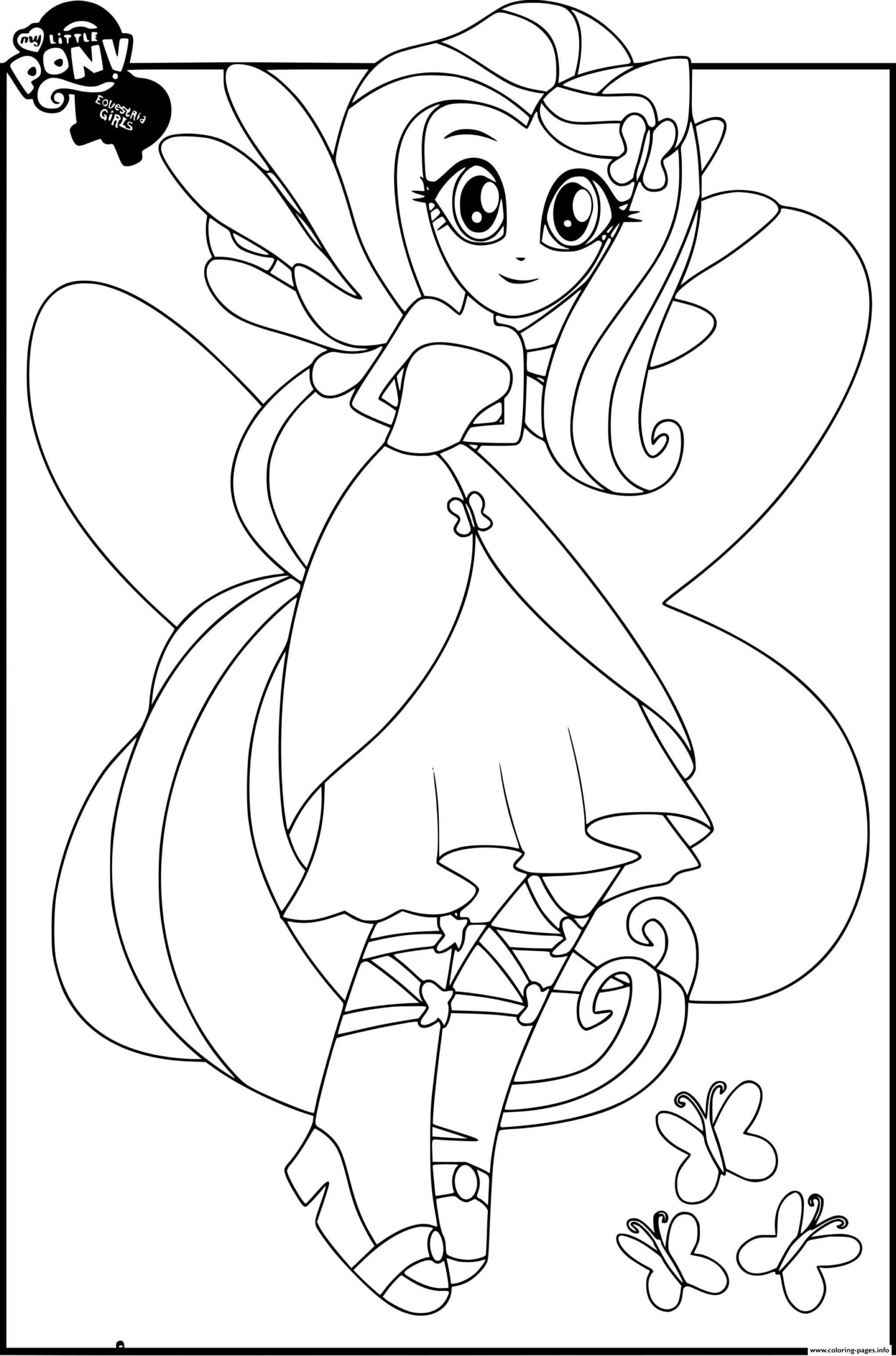 My Little Pony Equestria Girls Fluttershy Coloring Page Printable tout Coloriage My Little Pony