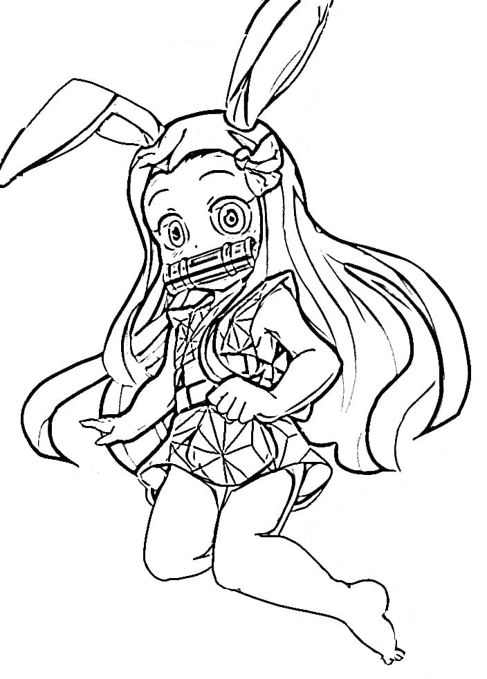 Nezuko With Bunny Ears Coloring Pages - Free Printable Coloring Pages intérieur Coloriage Nezuko Kawaii