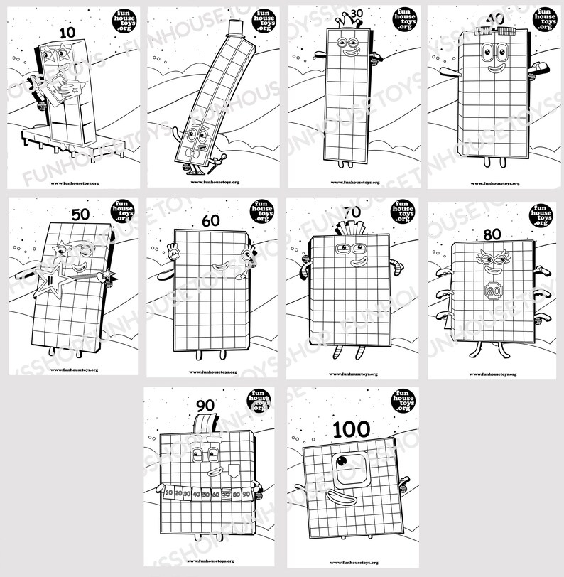 Numberblocks 10 À 100 Livre De Coloriage Version Imprimée | Etsy dedans Coloriage Numberblocks