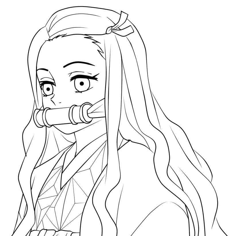 Printable Coloring Nezuko Coloring Pages encequiconcerne Coloriage Nezuko Kawaii