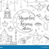 Ramadan Kareem Icon Set Sketch Outline Doodle Style. Coloring Book Page destiné Coloriage Ramadan
