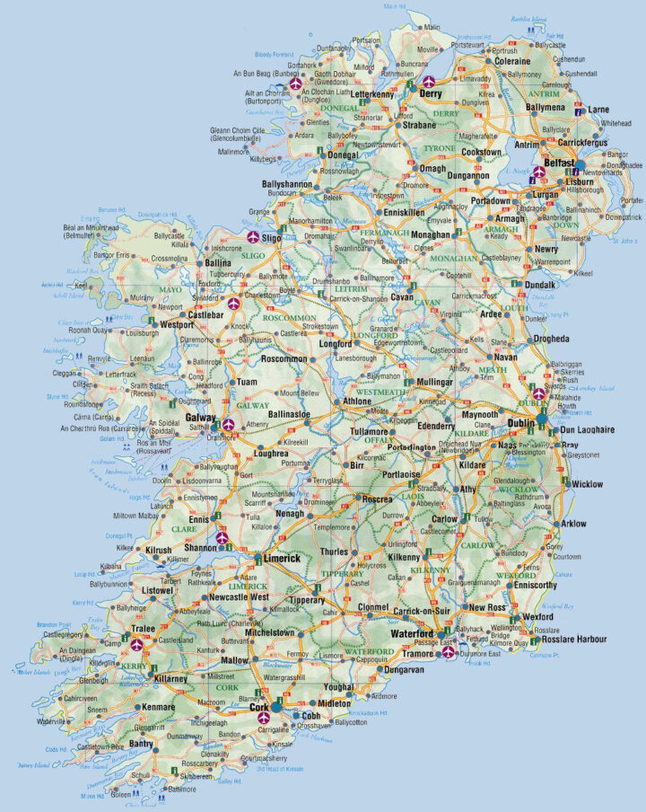 Road Map Of Ireland. Ireland Road Map | Vidiani | Maps Of All dedans Carte De L&amp;#039;Irlande À Imprimer