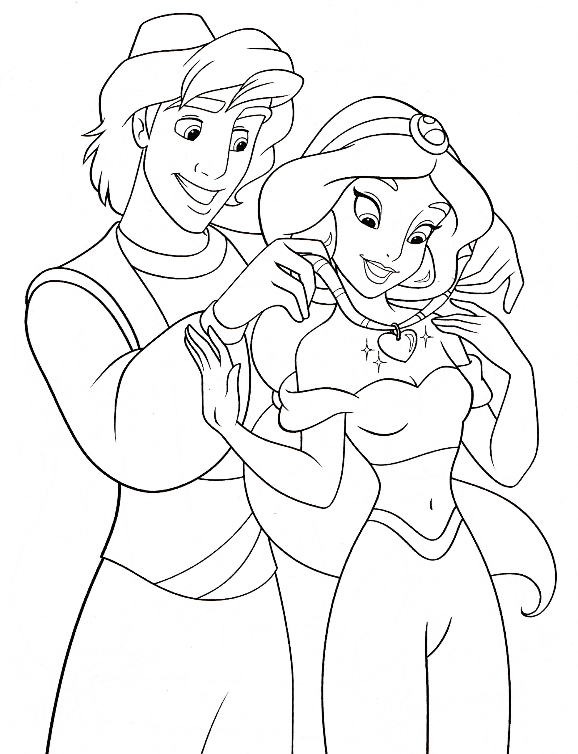 Walt Disney Coloring Pages - Prince Aladdin Princess Jasmine - Walt tout Dessin De Jasmine