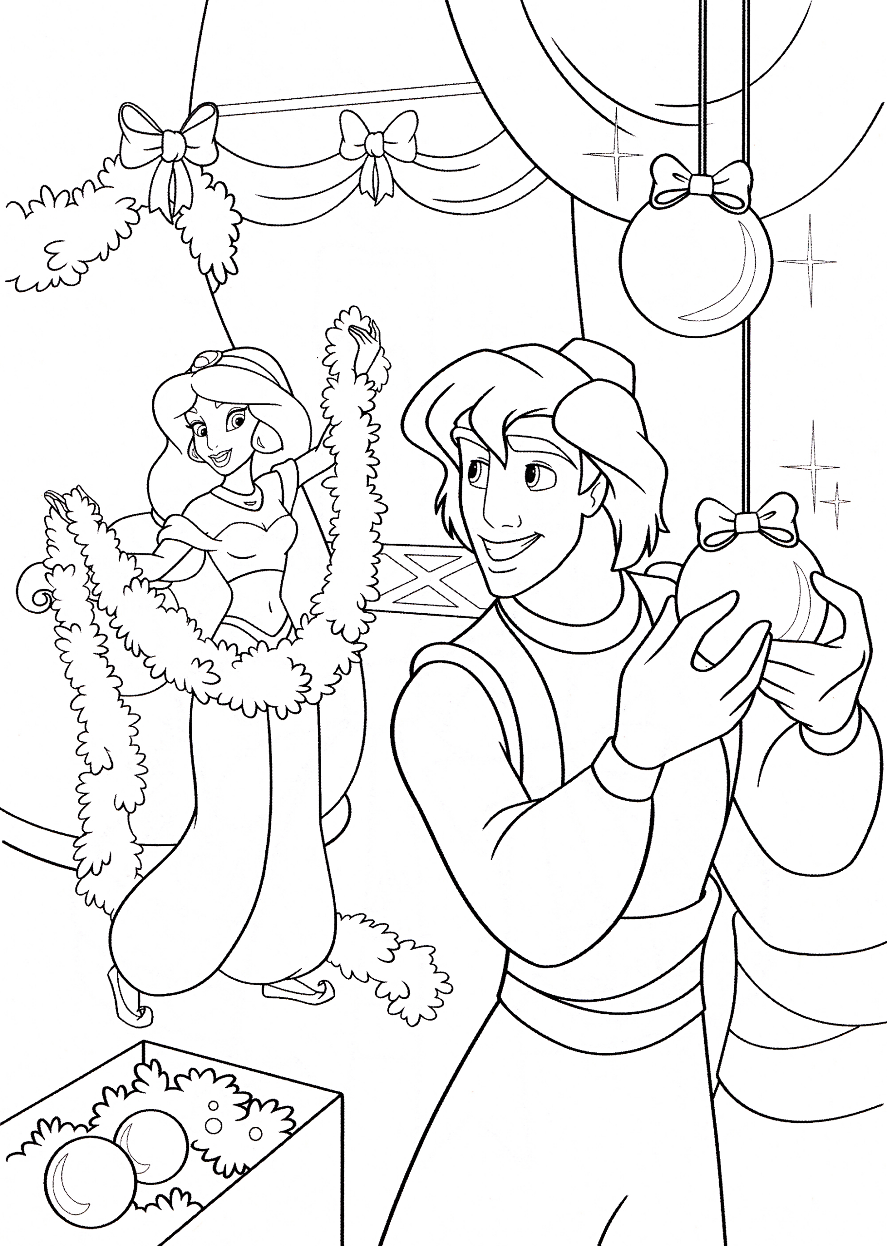 Walt Disney Coloring Pages - Princess Jasmine &amp; Prince Aladdin - Walt avec Coloriage Aladdin
