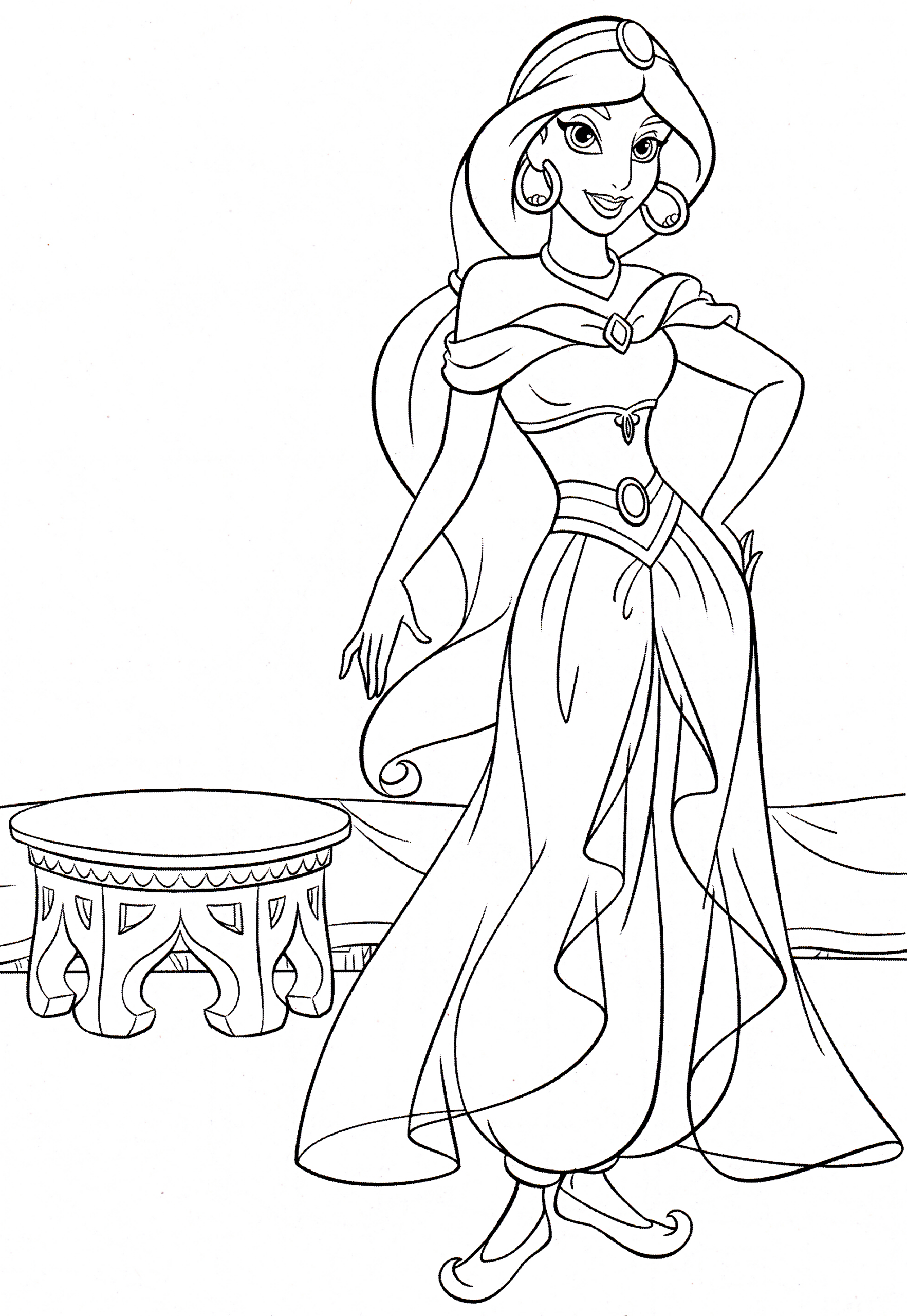 Walt Disney Coloring Pages - Princess Jasmine - Walt Disney Characters destiné Dessin Jasmine