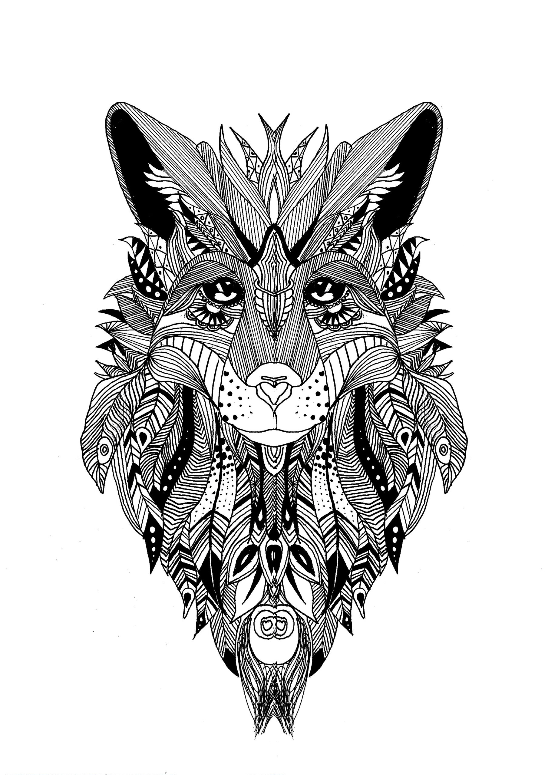 Zentangle Wolf Krissy - Zentangle Adult Coloring Pages dedans Coloriage Loup Mandala
