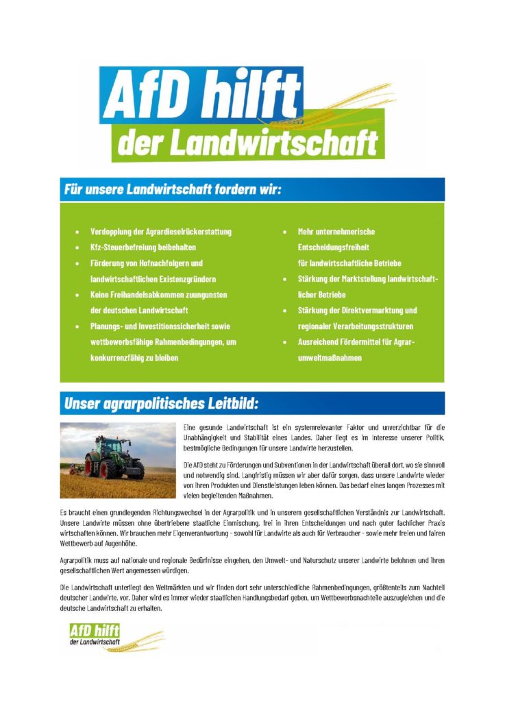 Wir stehen zu unseren Bauern! AfD hilft der Landwirtschaft! - AfD