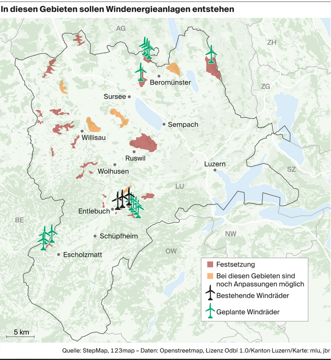 Luzerner Regierung legt Gebiete für Windenergie fest