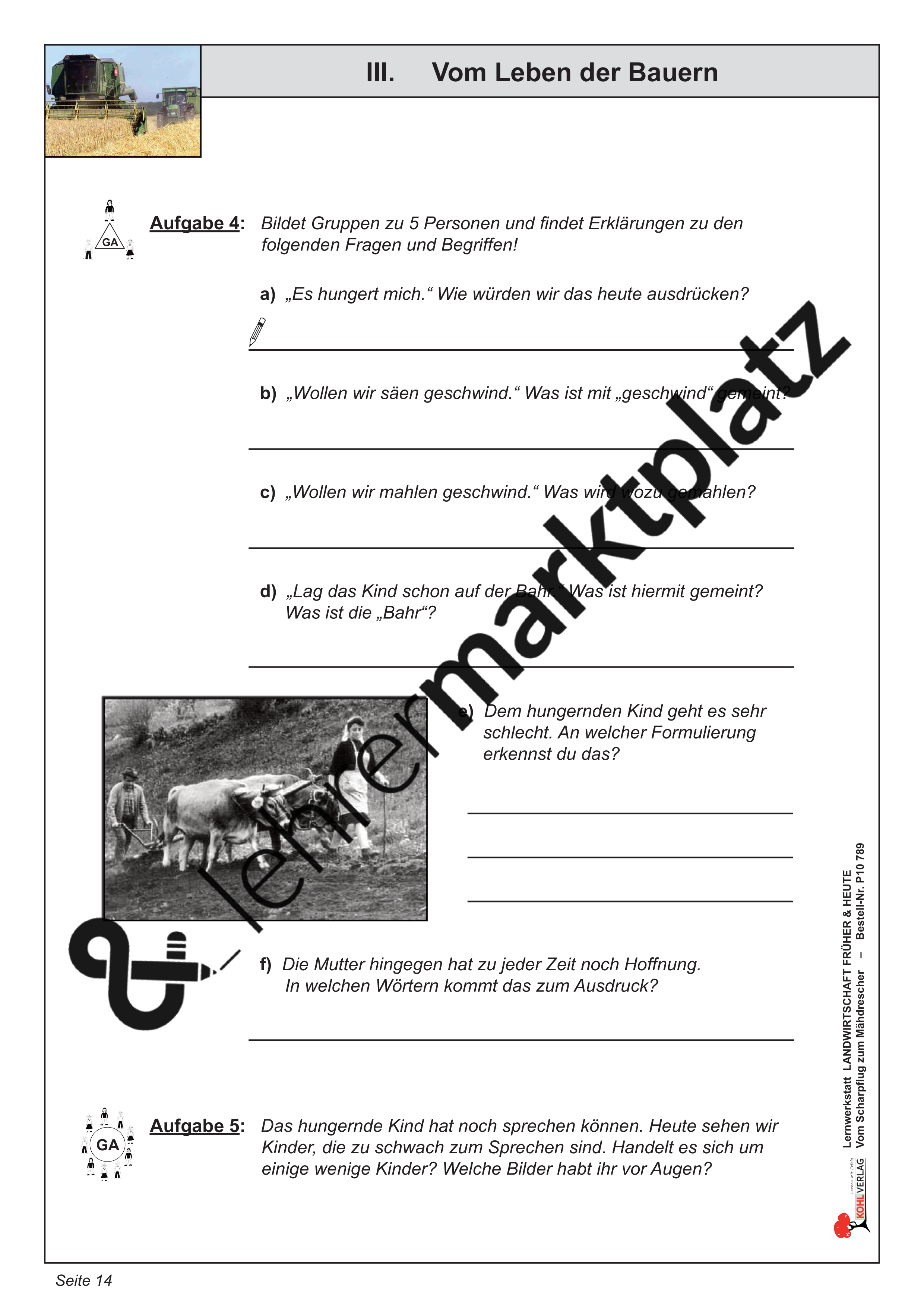 Lernwerkstatt Landwirtschaft früher und heute – Unterrichtsmaterial in