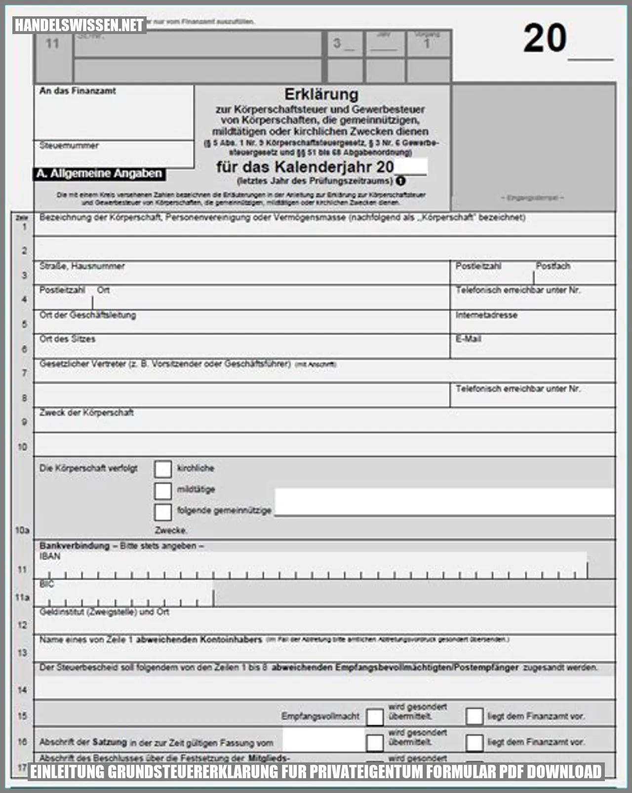 Grundsteuererklarung Fur Privateigentum Formular Pdf Download