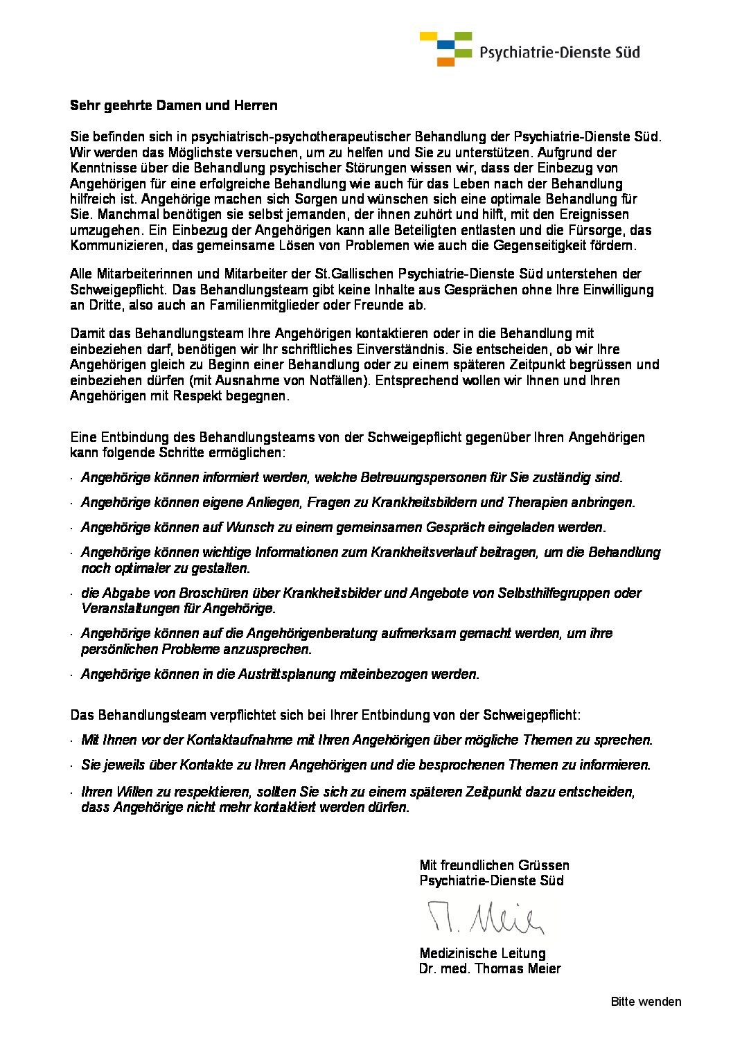  Entbindung der Schweigepflicht für Angehörigenbriefe - NAP Bildidee 