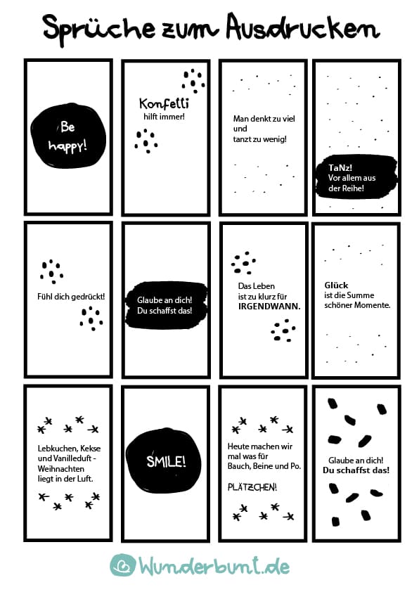  Adventskalender Sprüche zum Ausdrucken + Bastelidee - Wunderbunt.de Motiv 