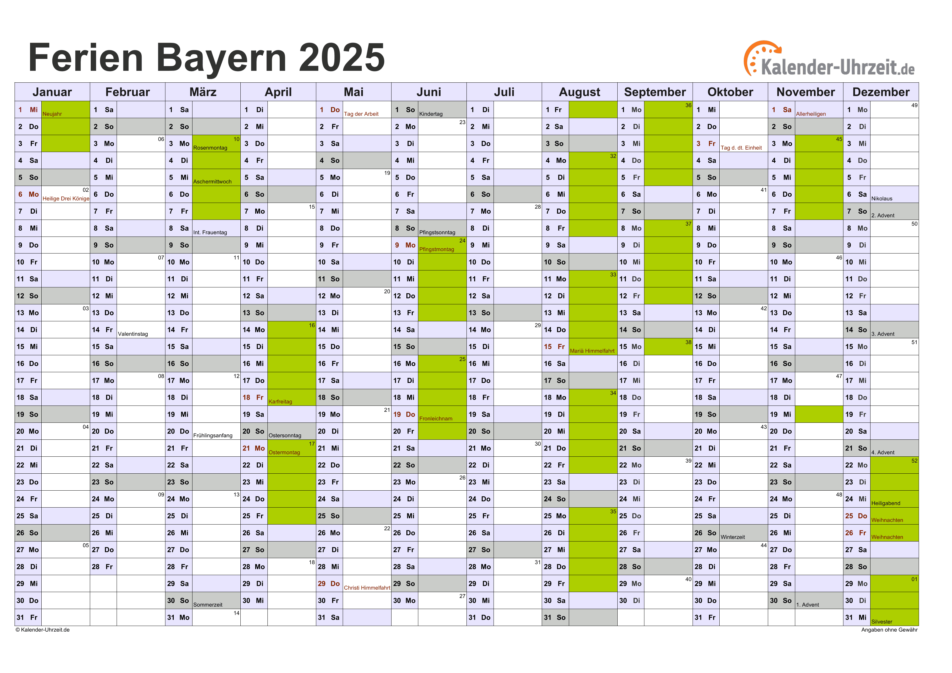  Ferien Bayern 2025 Und 2026 Schulkalender 2025 / 2026 bayern Für Excel Illustration 