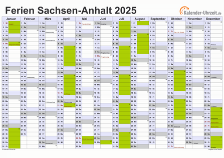  Ferien Sachsen-Anhalt 2025 - Ferienkalender zum Ausdrucken Motiv 