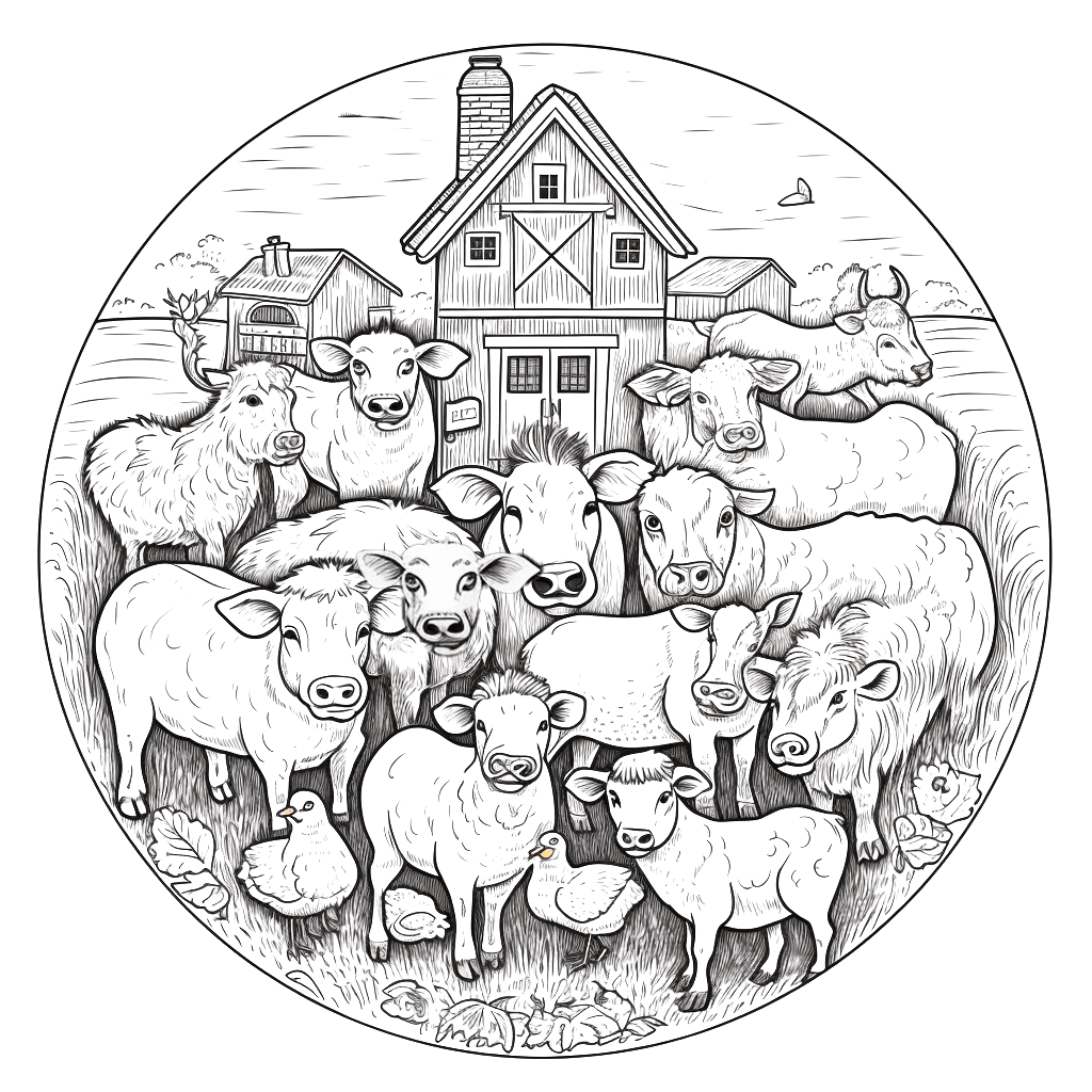  "Bauernhof-Tiere" Ausmalbild - kostenlos herunterladen Illustration 